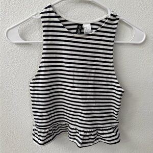 Navy & White Striped Crop Top